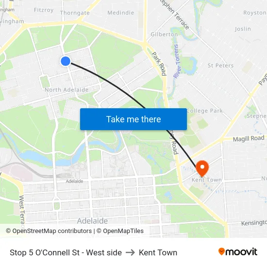 Stop 5 O'Connell St - West side to Kent Town map