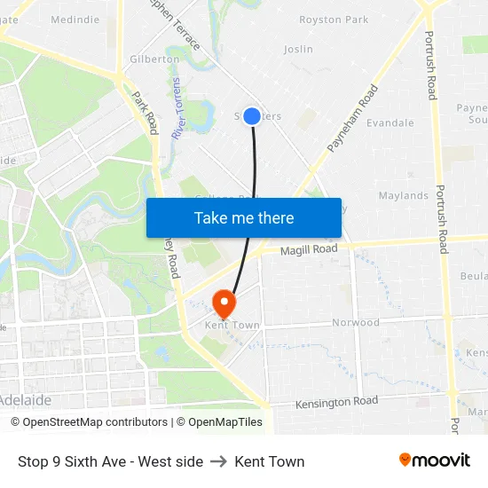 Stop 9 Sixth Ave - West side to Kent Town map