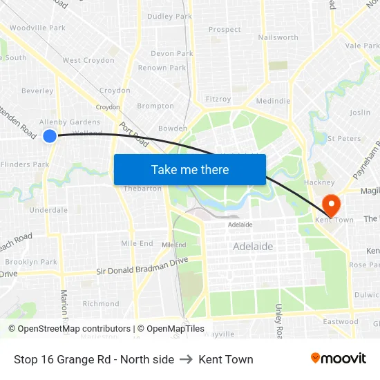 Stop 16 Grange Rd - North side to Kent Town map