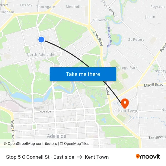Stop 5 O'Connell St - East side to Kent Town map