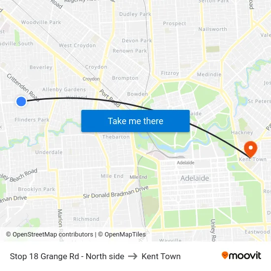Stop 18 Grange Rd - North side to Kent Town map