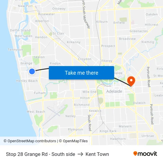 Stop 28 Grange Rd - South side to Kent Town map