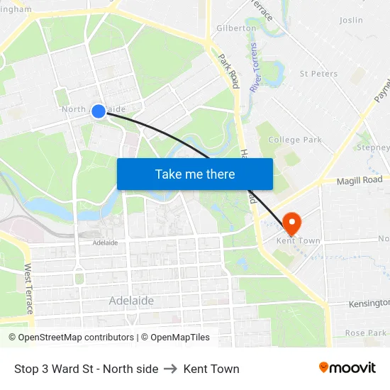 Stop 3 Ward St - North side to Kent Town map