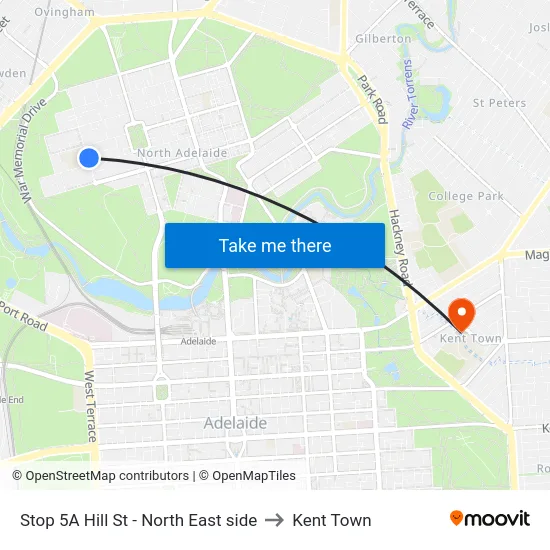 Stop 5A Hill St - North East side to Kent Town map