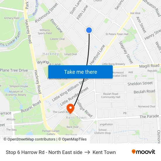 Stop 6 Harrow Rd - North East side to Kent Town map