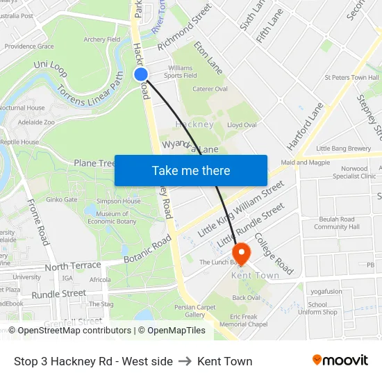 Stop 3 Hackney Rd - West side to Kent Town map