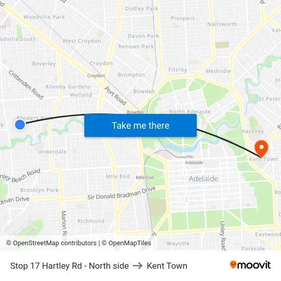 Stop 17 Hartley Rd - North side to Kent Town map