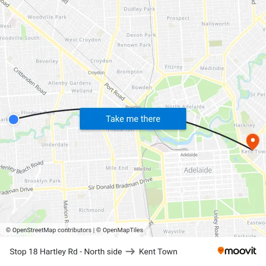 Stop 18 Hartley Rd - North side to Kent Town map