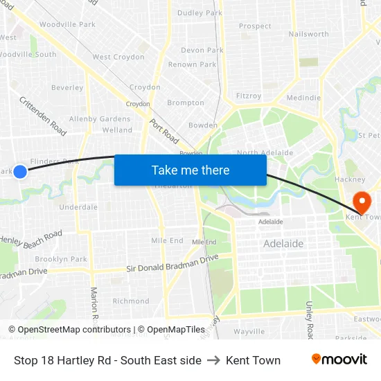 Stop 18 Hartley Rd - South East side to Kent Town map