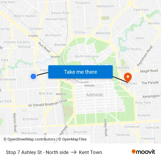 Stop 7 Ashley St - North side to Kent Town map