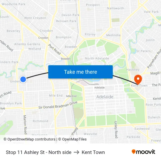 Stop 11 Ashley St - North side to Kent Town map