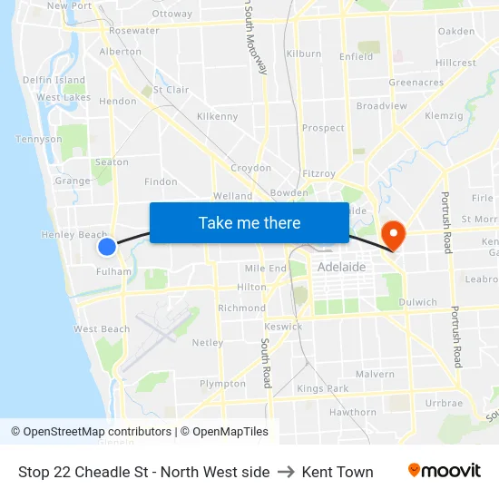 Stop 22 Cheadle St - North West side to Kent Town map