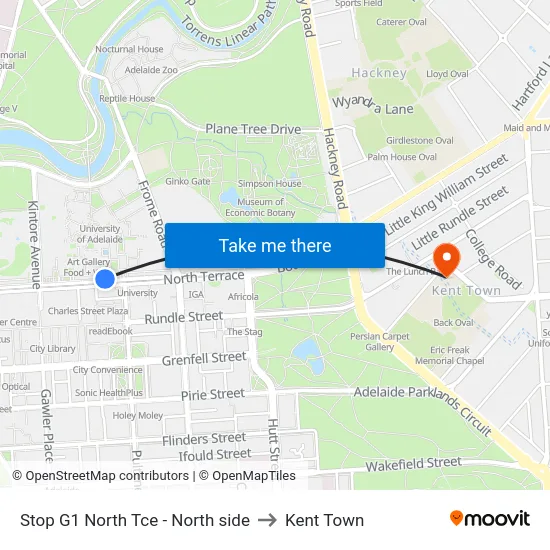 Stop G1 North Tce - North side to Kent Town map