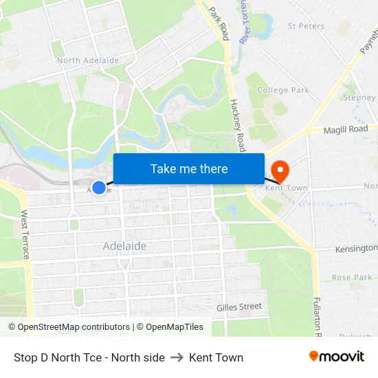 Stop D North Tce - North side to Kent Town map