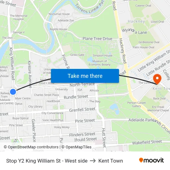 Stop Y2 King William St - West side to Kent Town map