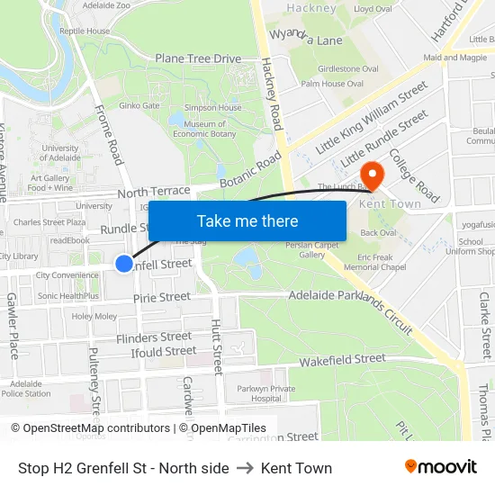 Stop H2 Grenfell St - North side to Kent Town map