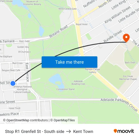 Stop R1 Grenfell St - South side to Kent Town map