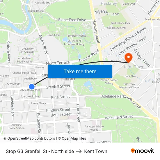 Stop G3 Grenfell St - North side to Kent Town map
