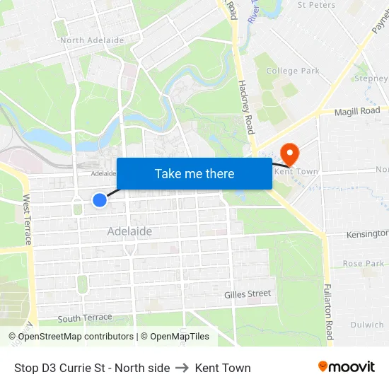 Stop D3 Currie St - North side to Kent Town map