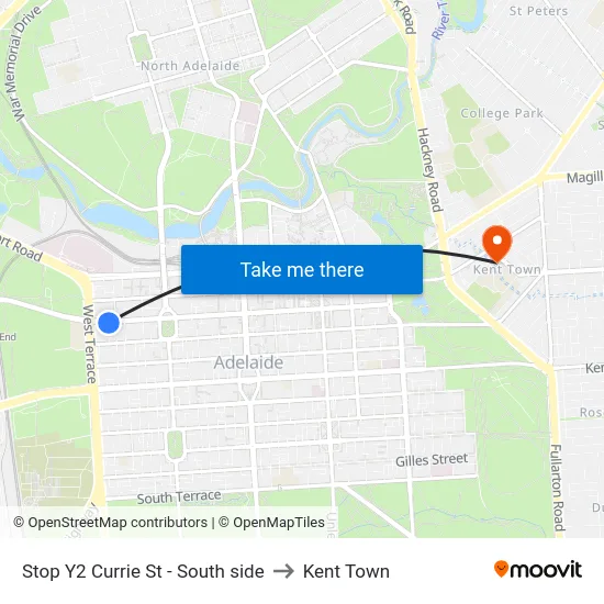 Stop Y2 Currie St - South side to Kent Town map