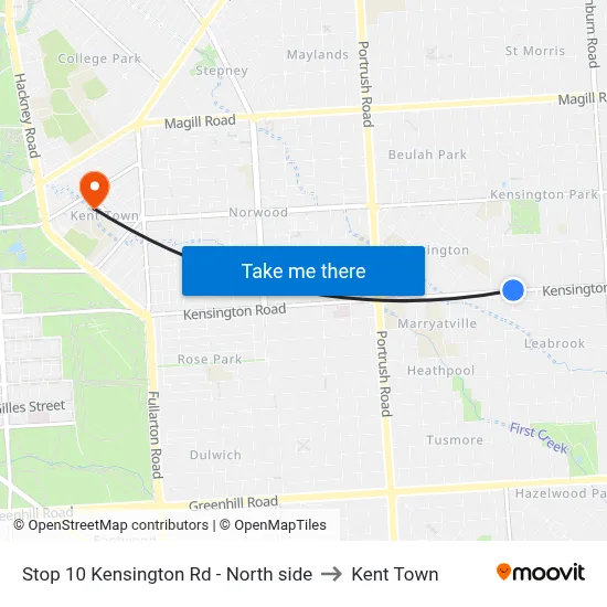 Stop 10 Kensington Rd - North side to Kent Town map