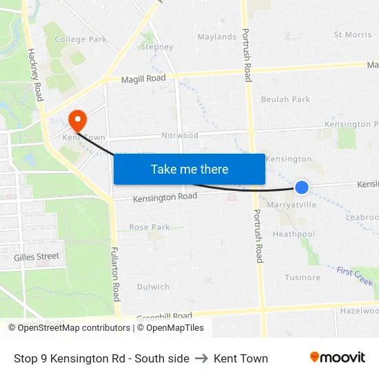 Stop 9 Kensington Rd - South side to Kent Town map