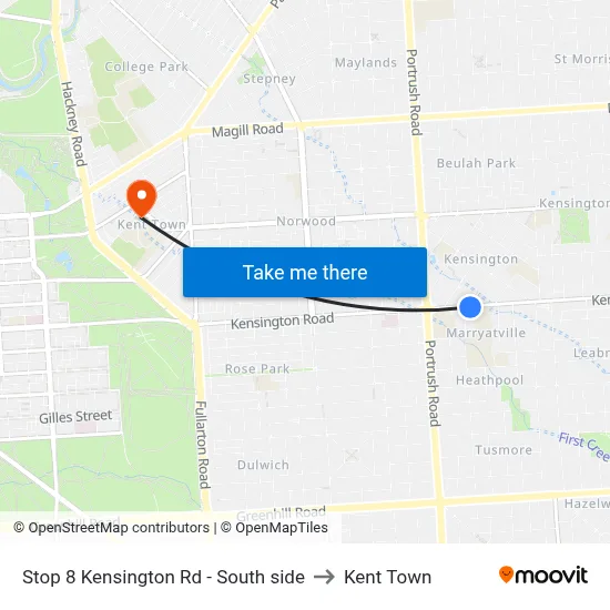 Stop 8 Kensington Rd - South side to Kent Town map