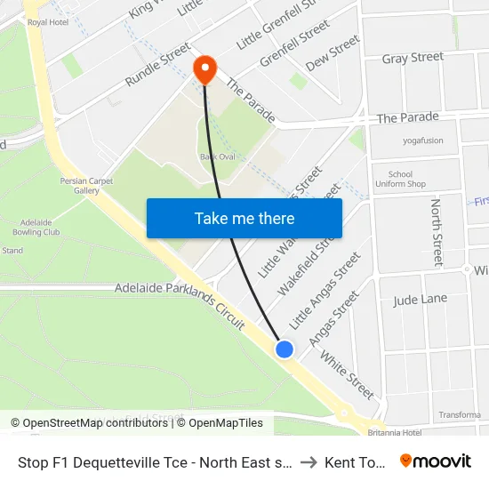 Stop F1 Dequetteville Tce - North East side to Kent Town map
