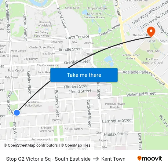 Stop G2 Victoria Sq - South East side to Kent Town map