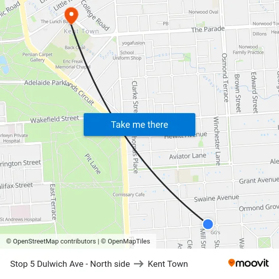 Stop 5 Dulwich Ave - North side to Kent Town map