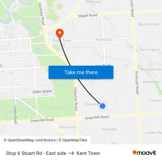 Stop 6 Stuart Rd - East side to Kent Town map