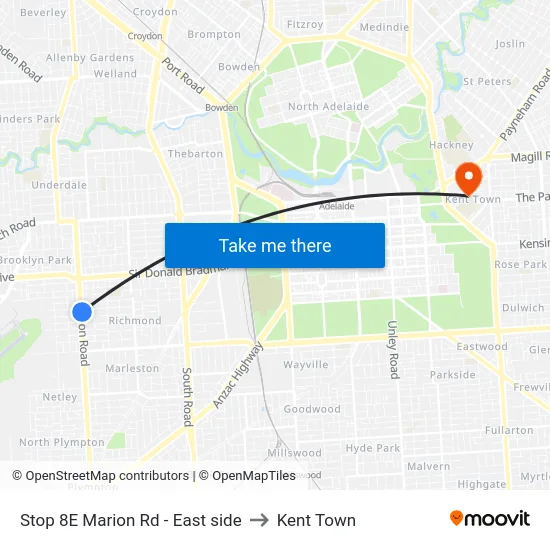 Stop 8E Marion Rd - East side to Kent Town map