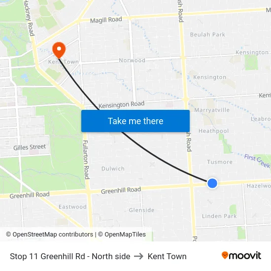 Stop 11 Greenhill Rd - North side to Kent Town map