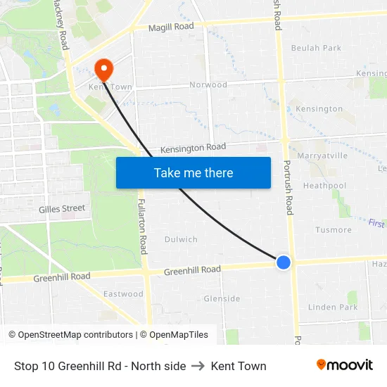 Stop 10 Greenhill Rd - North side to Kent Town map