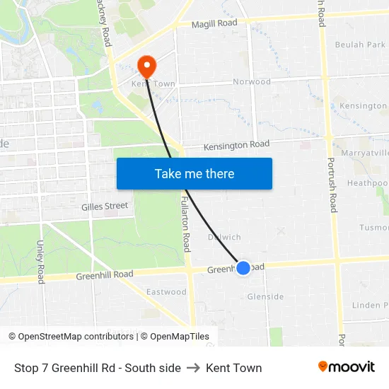 Stop 7 Greenhill Rd - South side to Kent Town map