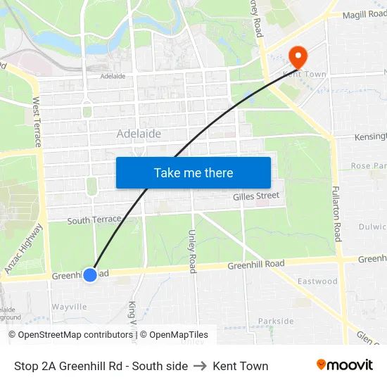 Stop 2A Greenhill Rd - South side to Kent Town map