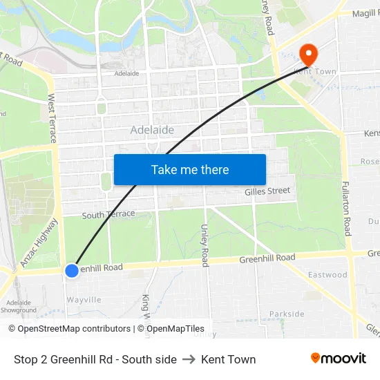 Stop 2 Greenhill Rd - South side to Kent Town map