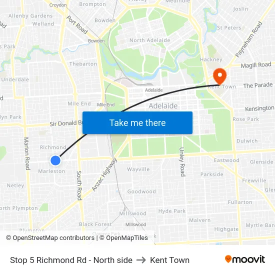 Stop 5 Richmond Rd - North side to Kent Town map