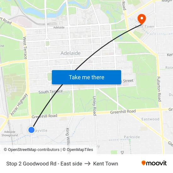 Stop 2 Goodwood Rd - East side to Kent Town map