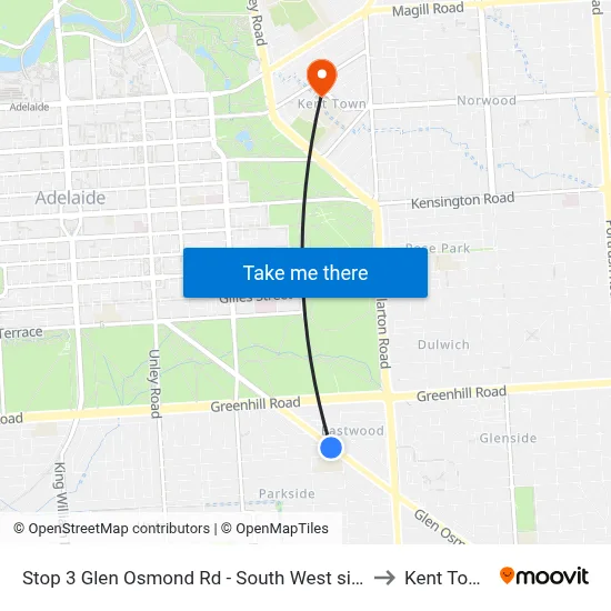 Stop 3 Glen Osmond Rd - South West side to Kent Town map