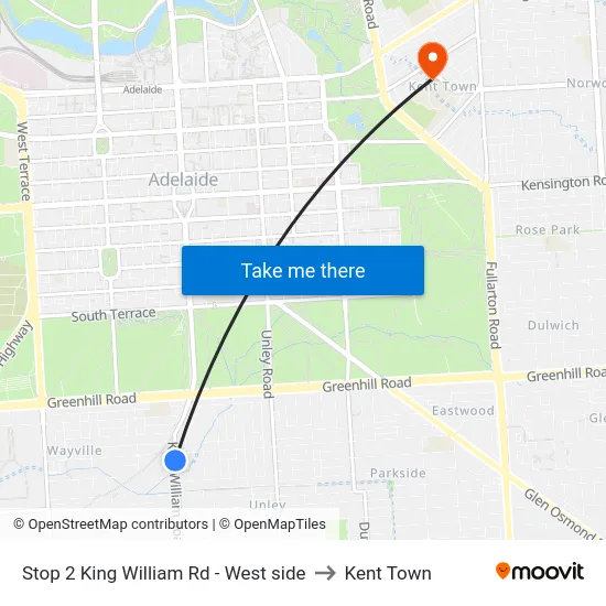 Stop 2 King William Rd - West side to Kent Town map