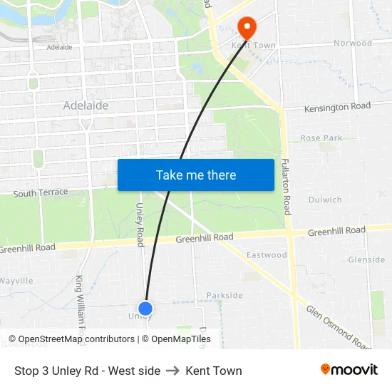 Stop 3 Unley Rd - West side to Kent Town map