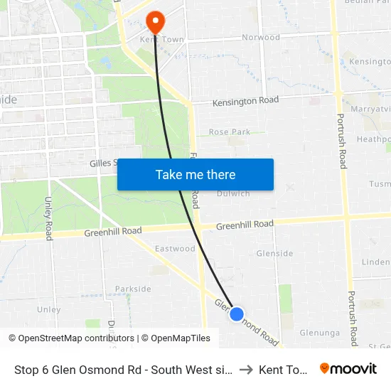 Stop 6 Glen Osmond Rd - South West side to Kent Town map