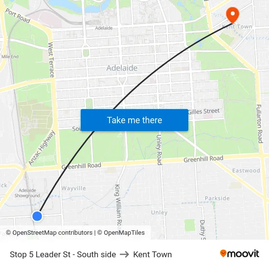 Stop 5 Leader St - South side to Kent Town map