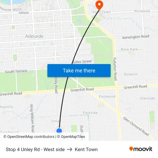 Stop 4 Unley Rd - West side to Kent Town map