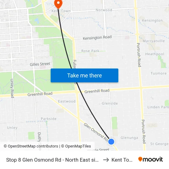 Stop 8 Glen Osmond Rd - North East side to Kent Town map