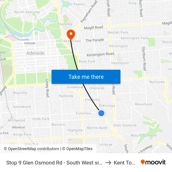 Stop 9 Glen Osmond Rd - South West side to Kent Town map