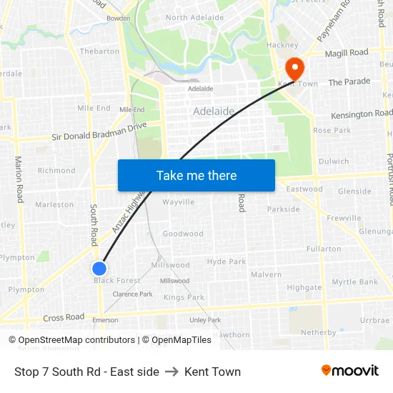 Stop 7 South Rd - East side to Kent Town map