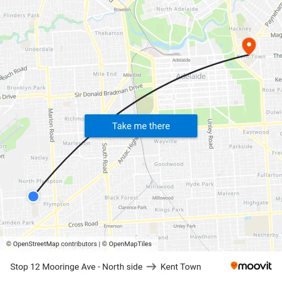 Stop 12 Mooringe Ave - North side to Kent Town map