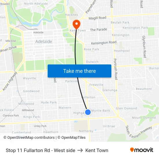 Stop 11 Fullarton Rd - West side to Kent Town map
